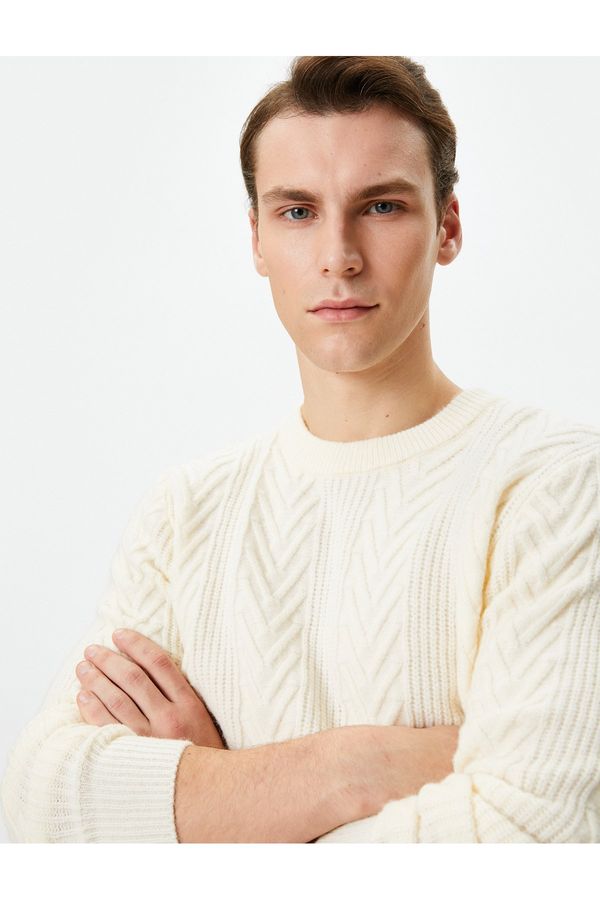 Koton Koton Knitwear Sweater Crew Neck Knitted Textured Long Sleeve