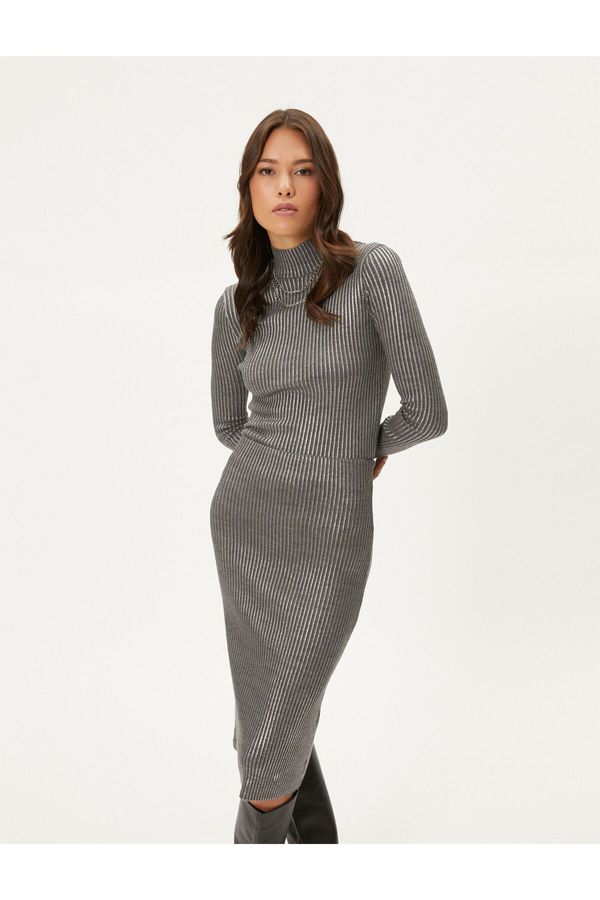 Koton Koton Knitwear Sweater Half Turtleneck Metallic Gilded Regular Fit Cashmere Textured