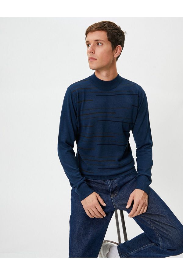 Koton Koton Knitwear Sweater Half Turtleneck Slim Fit Stripe Patterned