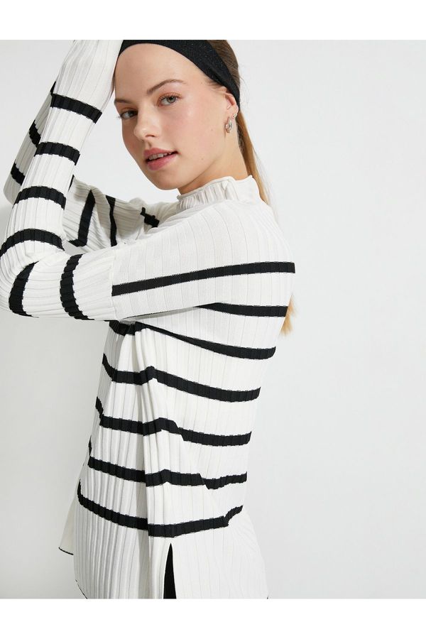 Koton Koton Knitwear Sweater High Neck Ribbed Off Shoulders