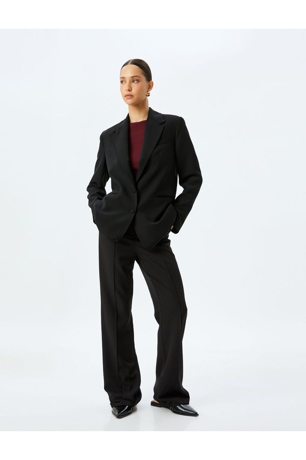 Koton Koton KTN - Slim Straight Leg Fabric Trousers with Pockets Standard Waist