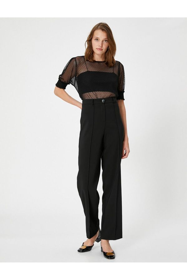 Koton Koton Lace Blouse with Balloon Sleeves and Waistband Detail