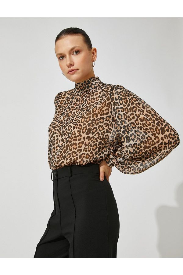 Koton Koton Leopard Patterned Blouse High Neck