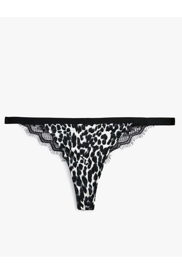 Koton Koton Leopard Patterned String Panties Laced Viscose