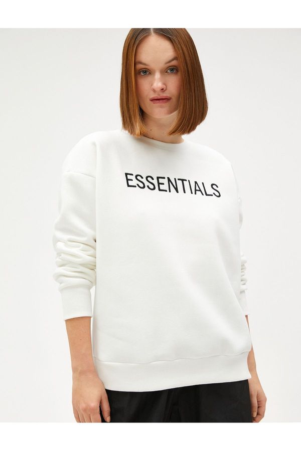 Koton Koton Letter Embroidered Sweatshirt Thick Cotton