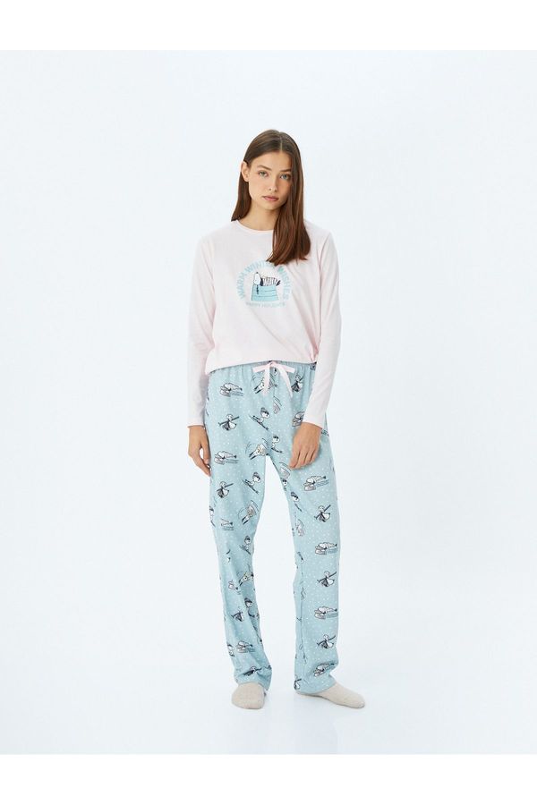 Koton Koton Licensed Cotton Snoopy Pajama Set