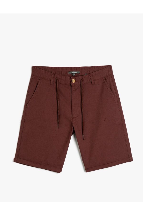 Koton Koton Linen Blend Bermuda Shorts with Lace Waist Pocket Detail