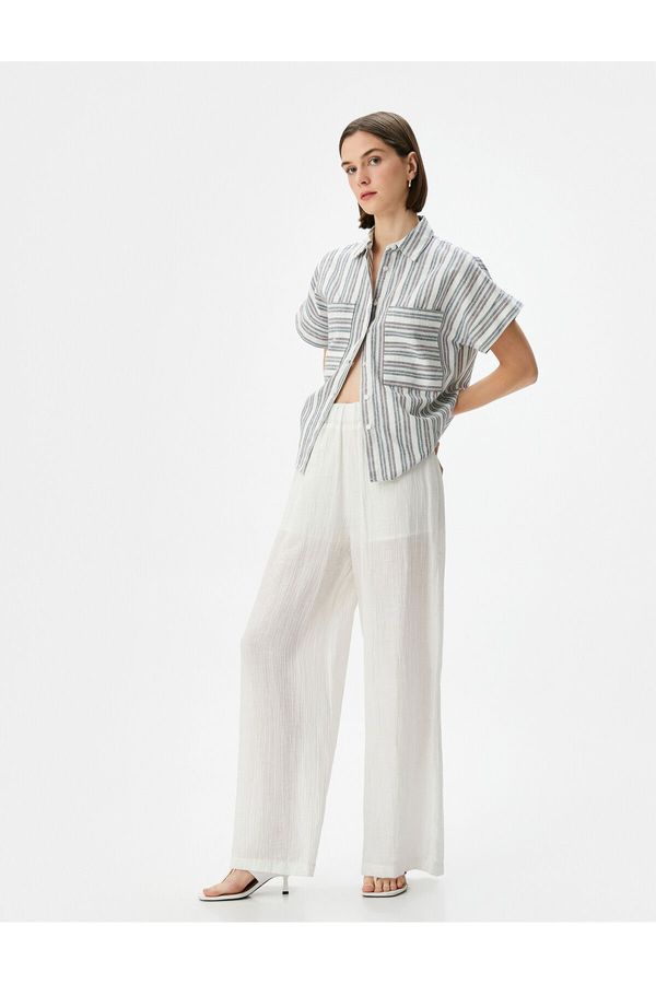 Koton Koton Linen Blend Shirt Short Sleeve Buttoned Pocket