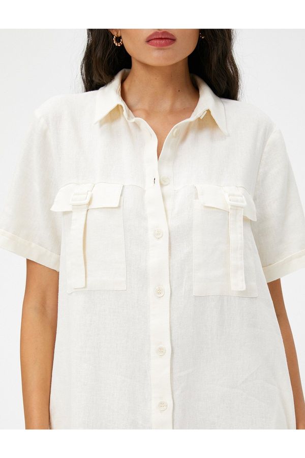 Koton Koton Linen Blended Shirt Dress With Pocket