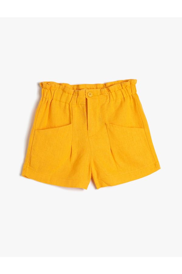 Koton Koton Linen Shorts with Elastic Waist, Pocket