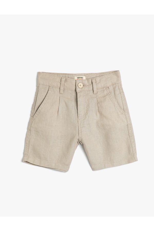 Koton Koton Linen Shorts with Pockets and Buttons