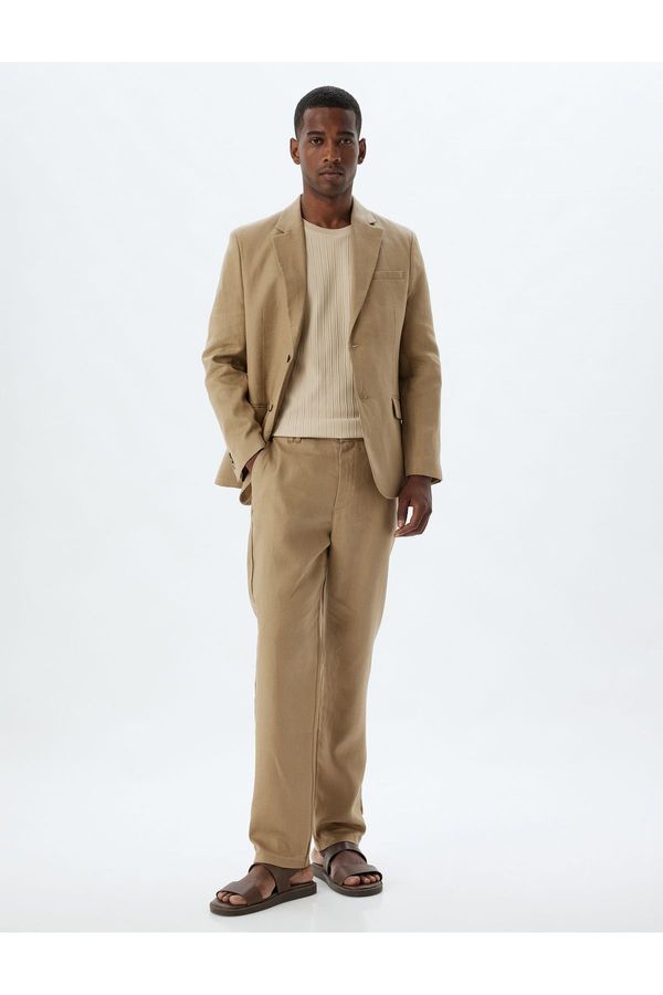 Koton Koton Linen Trousers Slim Fit Chino Buttoned Pocket Detailed