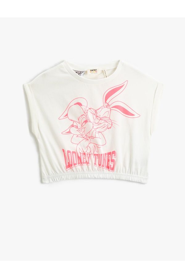 Koton Koton Lola Bunny And Bugs Bunny Crop T-Shirt Licensed Short Sleeve Crew Neck Cotton