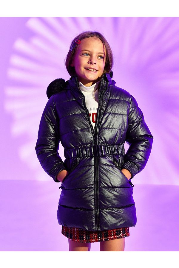 Koton Koton Long Puffer Coat Faux Für Lined Zippered With Pocket