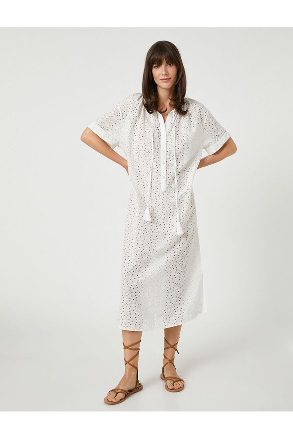 Koton Koton Long Shirt Scalloped Dress Short Sleeve