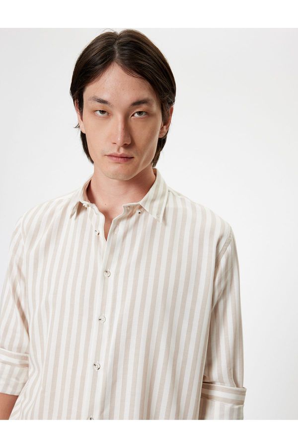 Koton Koton Long Sleeve Button Collar Striped Slim Fit Shirt