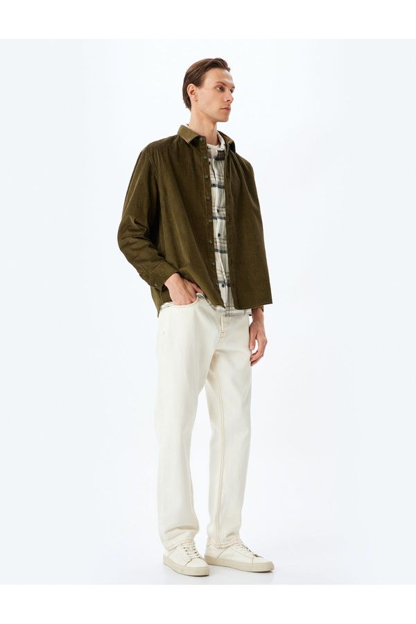 Koton Koton Long Sleeve Cotton Corduroy Shirt