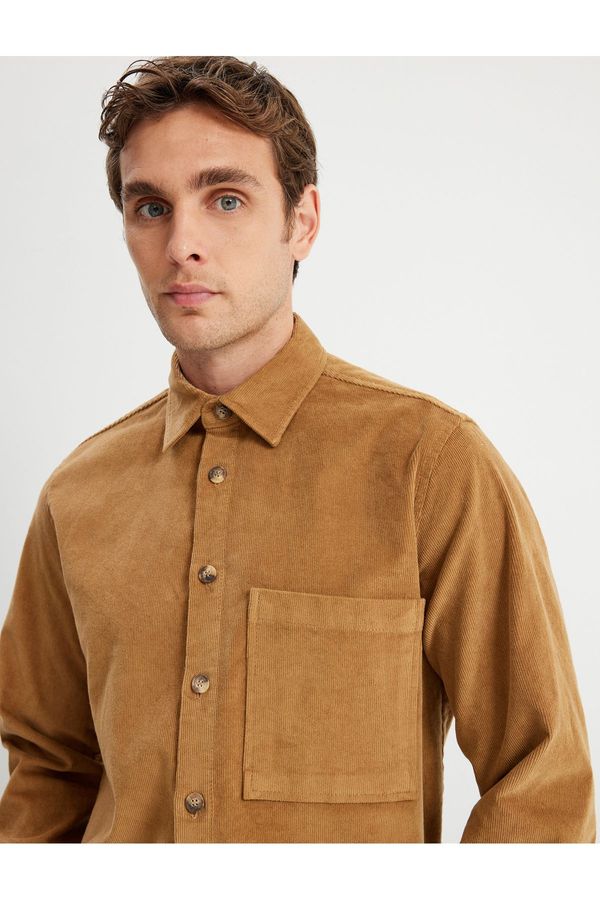 Koton Koton Long Sleeve Shirt Corduroy Cotton