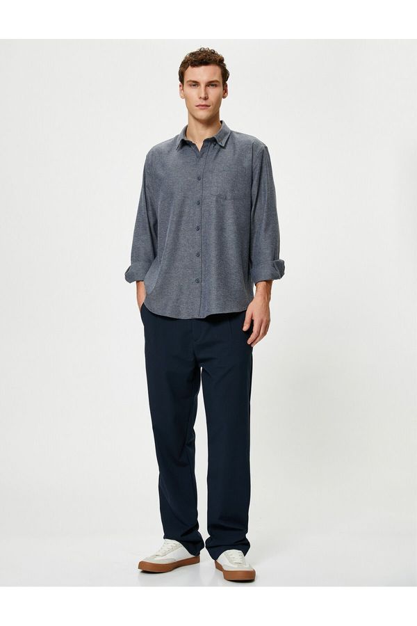 Koton Koton Long Sleeve Shirt Woven Pocket Detailed Classic Collar Buttoned