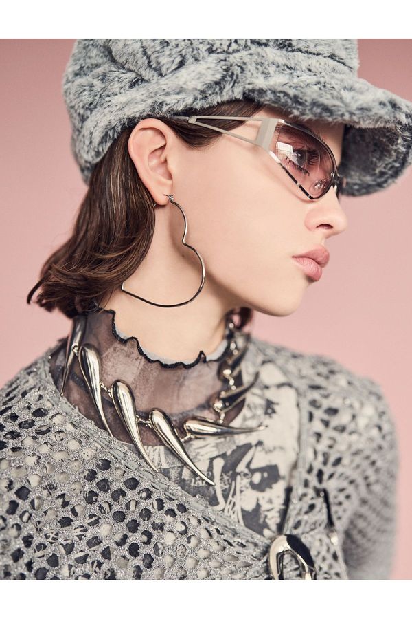 Koton Koton Long Sleeve T-Shirt Crop Glitter Detailed Openwork Spanish Sleeves Comfortable Fit