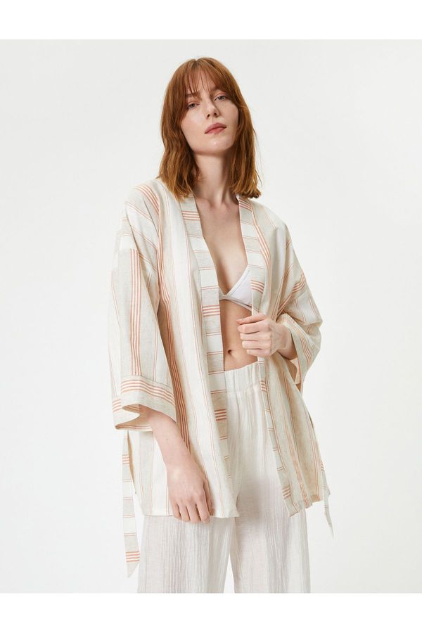 Koton Koton Loose Fit Kimono Wide Sleeves Belted