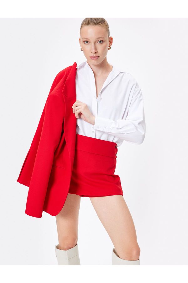 Koton Koton Low Waist Slim Fit Button Detail Mini Shorts Skirt