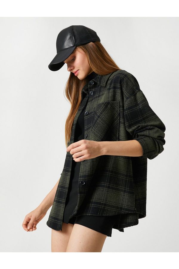 Koton Koton Lumberjack Shirt Back Printed Long Sleeve