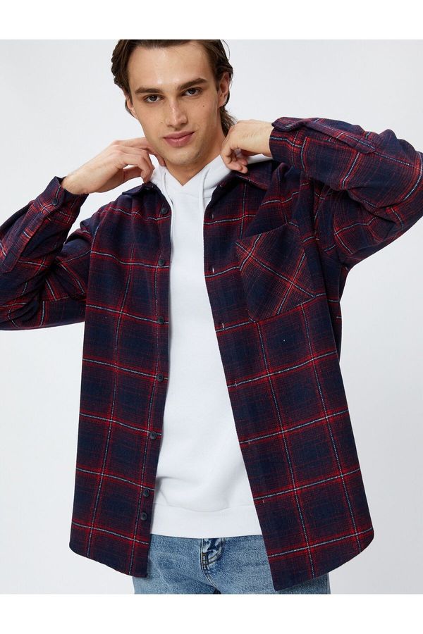 Koton Koton Lumberjack Shirt Classic Collar Buttons Pocket Detailed Long Sleeve Soft Textured.