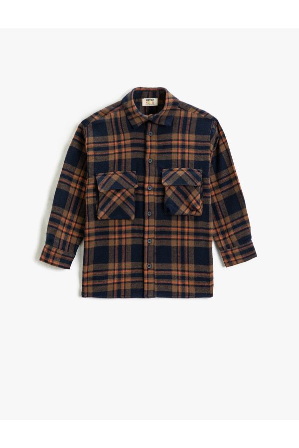 Koton Koton Lumberjack Shirt Double Flap Pocket Long Sleeve