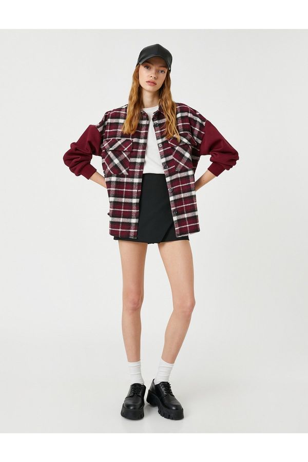 Koton Koton Lumberjack Shirt Jacket Sleeve Detailed