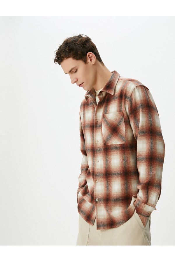 Koton Koton Lumberjack Shirt Pocket Detailed Classic Collar Long Sleeve
