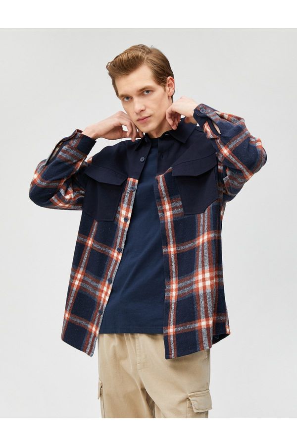 Koton Koton Lumberjack Shirt with Block Detail, Classic Collar with Pocket