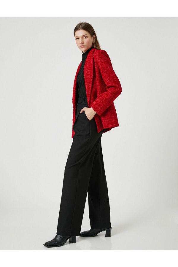 Koton Koton Lurex High Waist Wide Leg Trousers