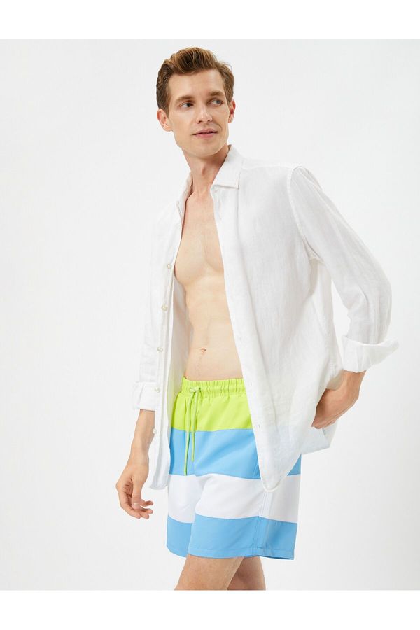 Koton Koton Marine Shorts Color Block Laced Waist Pocket