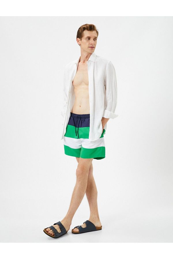 Koton Koton Marine Shorts Color Block Laced Waist Pocket