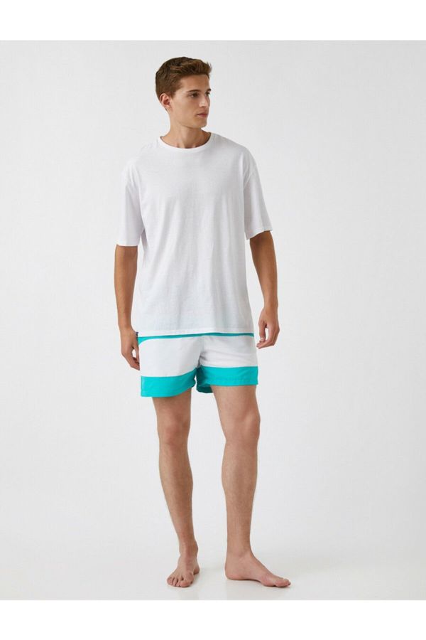 Koton Koton Marine Shorts with Laced Waist Color Block With Pocket