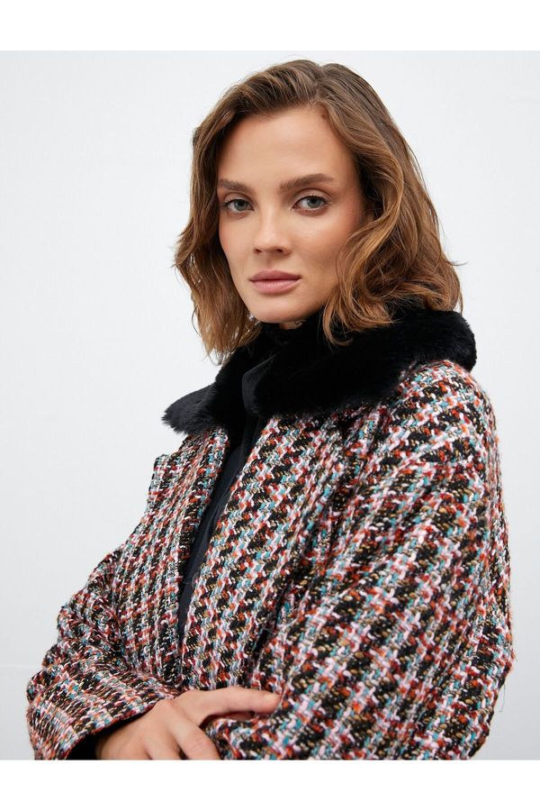 Koton Koton Melis Agazat X - Faux Für Tweed Coat