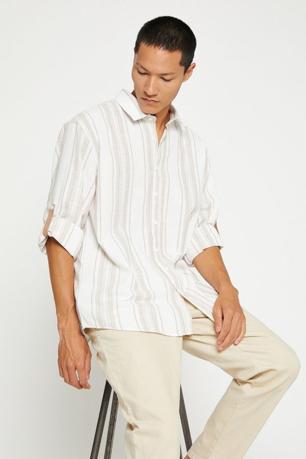 Koton Koton Men's Beige Striped Shirt