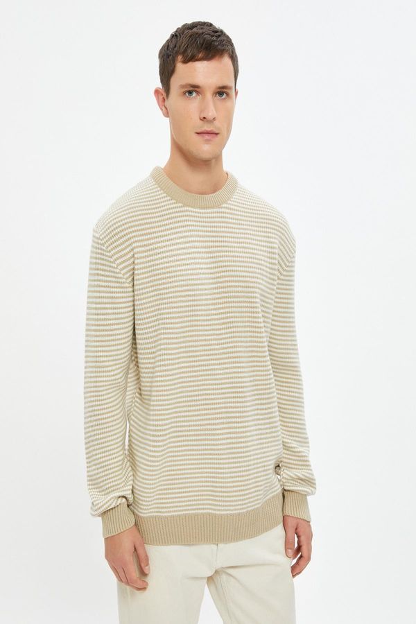 Koton Koton Men's Beige Striped Sweater