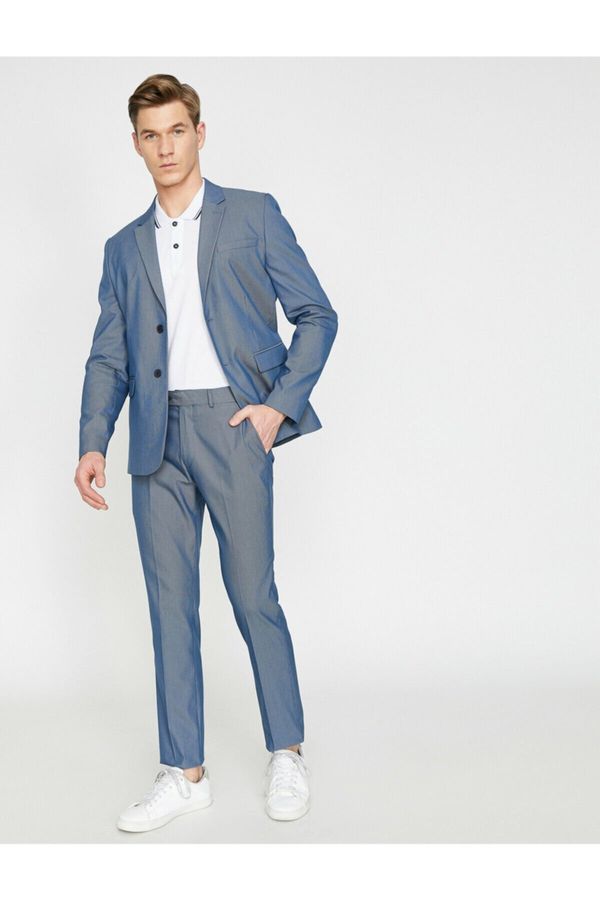 Koton Koton Men's Blue Normal Waist Slim Fit Pocket Detailed Trousers