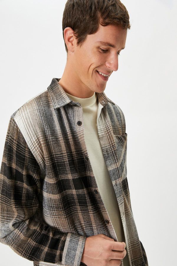 Koton Koton Men's Brown Plaid Shirt
