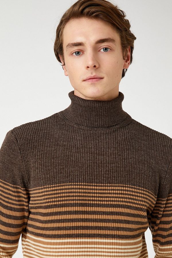 Koton Koton Men's Brown Striped Sweater