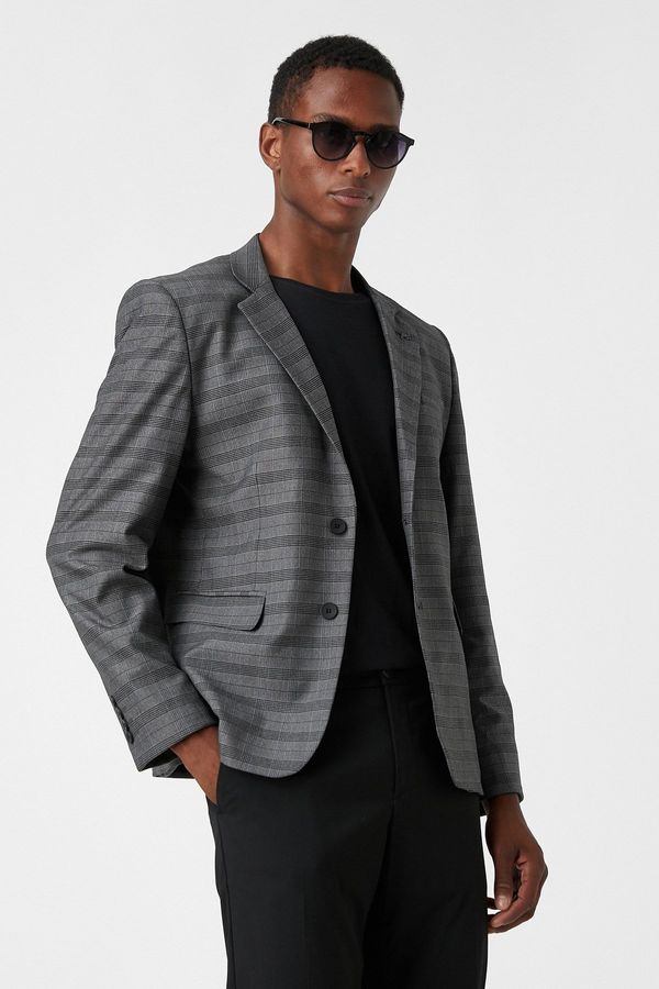 Koton Koton Men's Gray Plaid Jacket