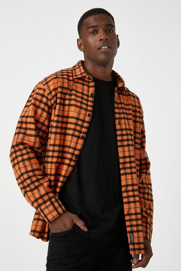 Koton Koton Men's Orange Plaid Shirt