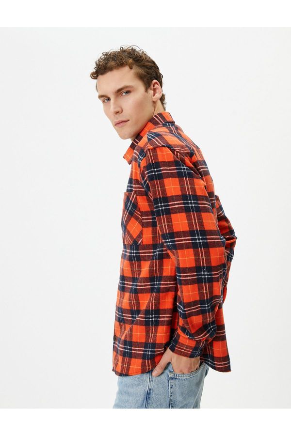 Koton Koton Men's Orange Plaid Shirt