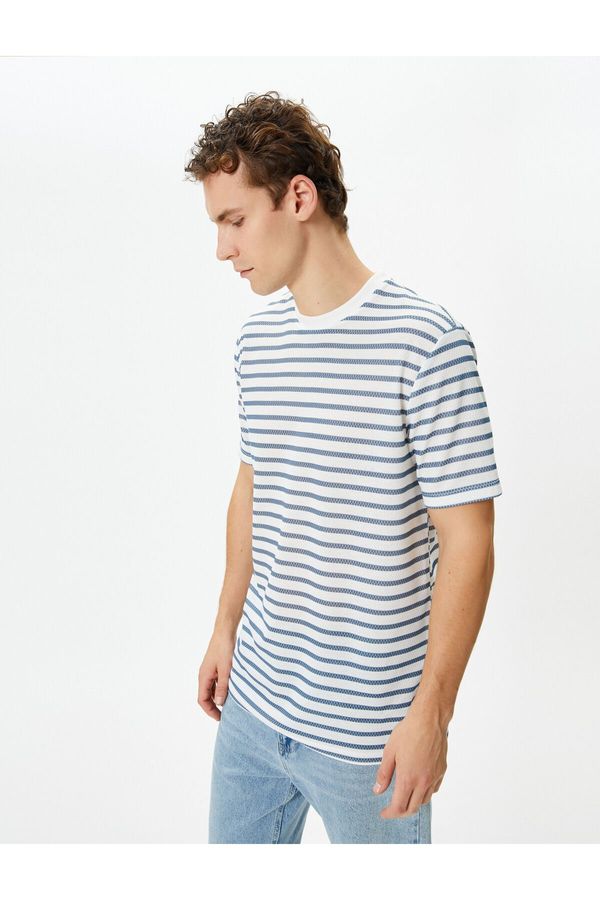 Koton Koton Men's T-shirt 4sam10077hk Blue Striped