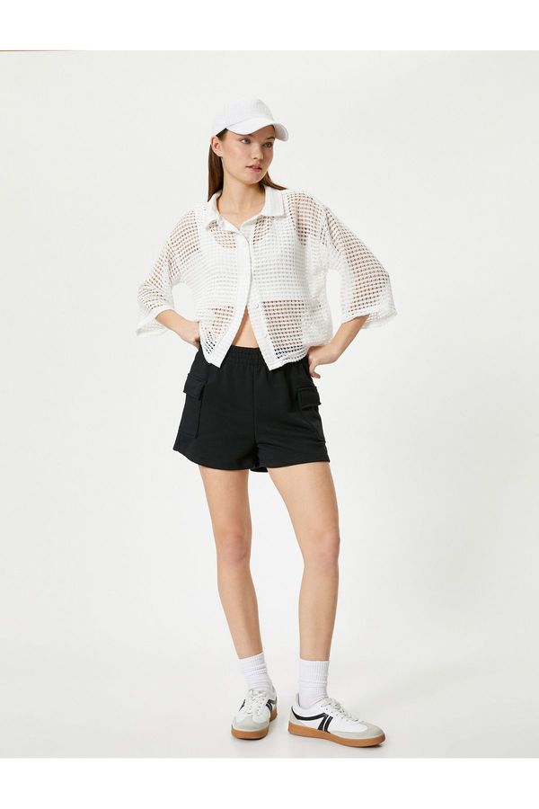 Koton Koton Mesh Shirt Comfortable Fit Short Sleeve