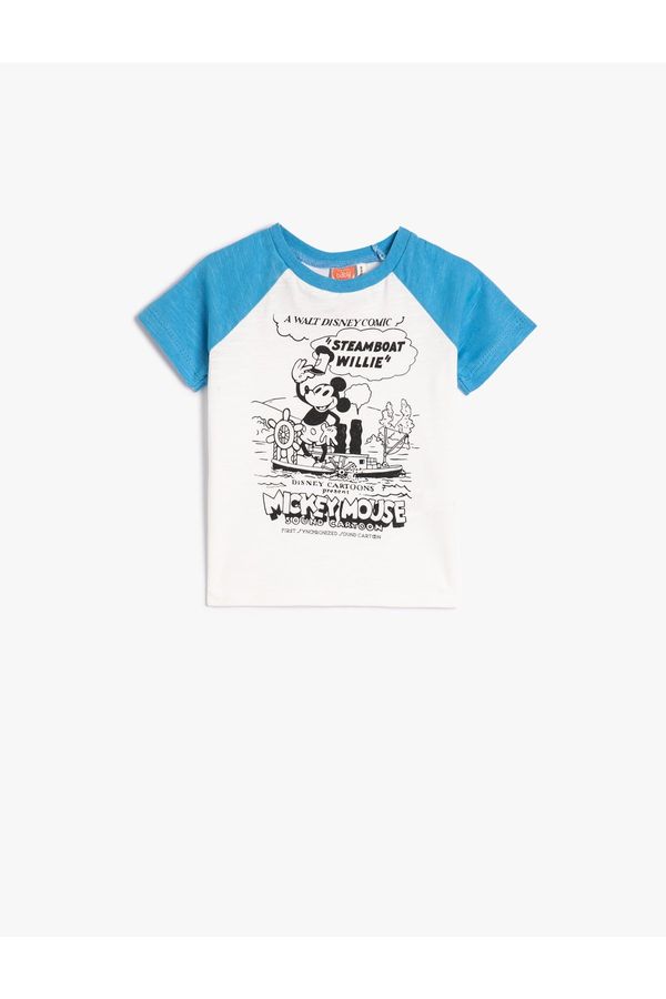 Koton Koton Mickey Mouse T-Shirt Licensed Short Sleeve Crew Neck Cotton