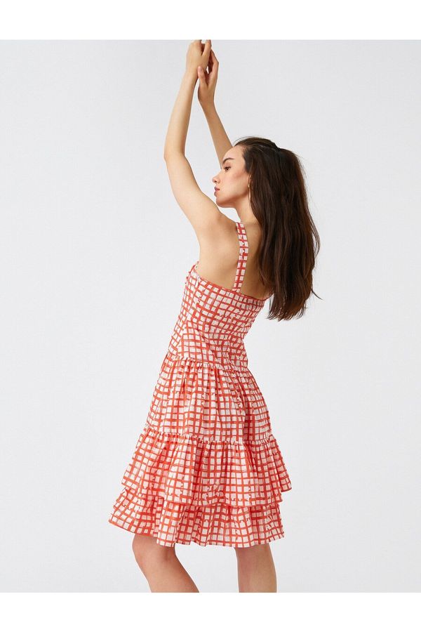 Koton Koton Midi Dress Plaid Strap Ruffle