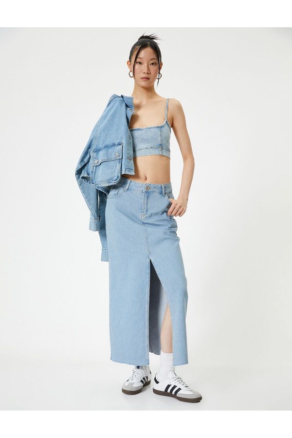 Koton Koton Midi Jean Skirt